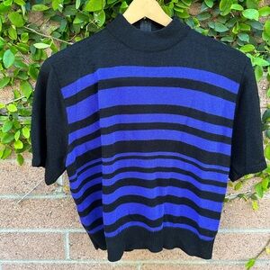 Vintage San Remo by Laura Knits Cardigan Sweater - Black and Purple - Size M Vtg